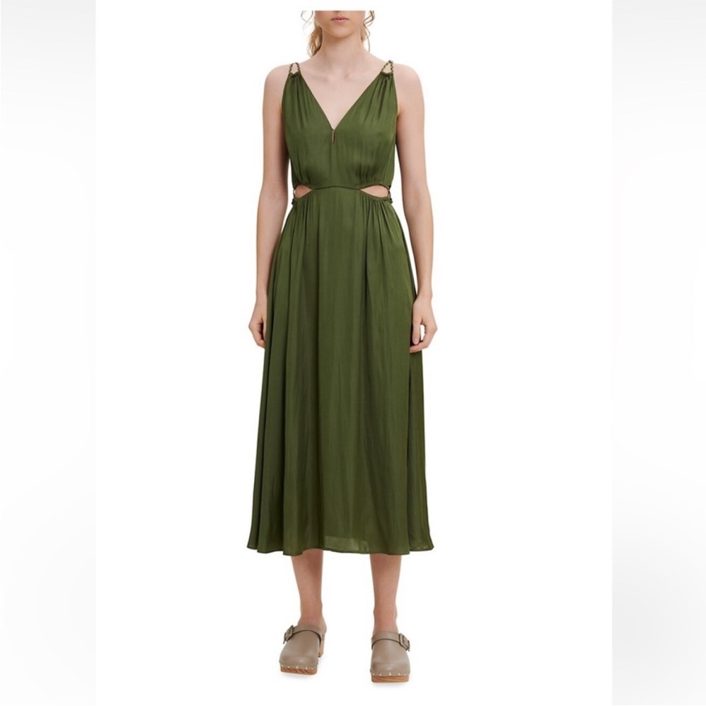 Maje Rune Cutout Midi Dress - Green - 38 (US Medium